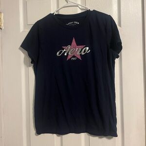Aeropostale Navy Tee with Pink Star and Silver Logo